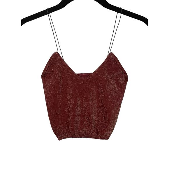 Intimately Free People Skinny Strap Seamless Sparkle Brami in Maroon Size XS/S - Picture 2 of 7